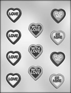 1-1/2in. Hearts w/Messages Plastic Mold - %%product%%