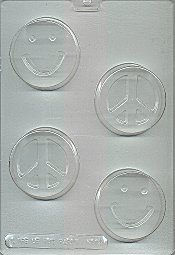 Smiley Face and Peace Soap, Plastic Mold - %%product%%