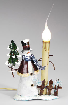 9in. Tin Snowman Candle Lamp - %%product%%